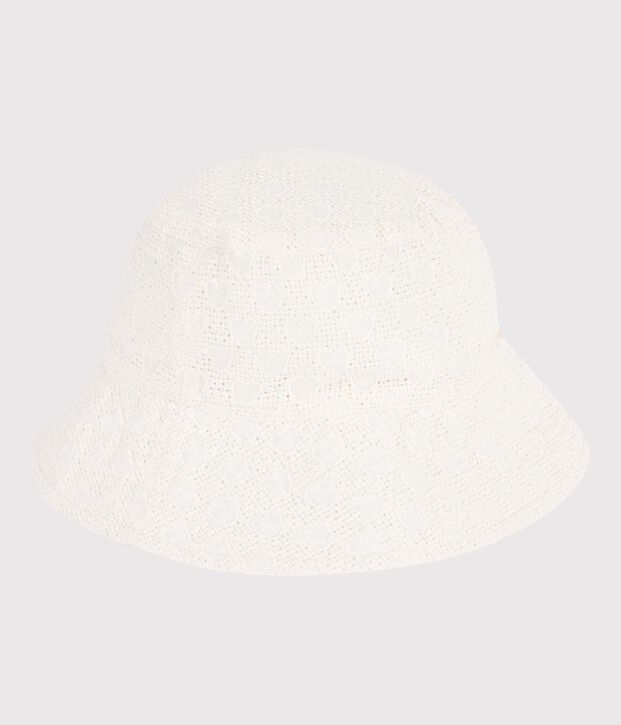 Capeline enfant en popeline broderie anglaise blanc