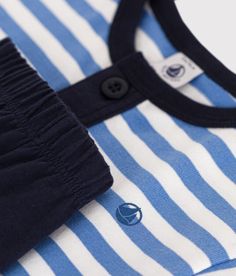 Ensemble tee-shirt et short en jersey b&eacute;b&eacute; bleu/blanc