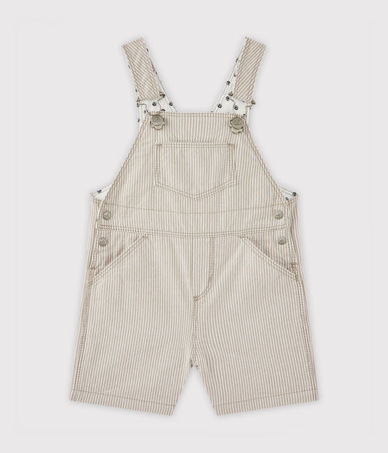 Korte salopetteshort voor babyjongens grijs MINERAI/wit LAIT