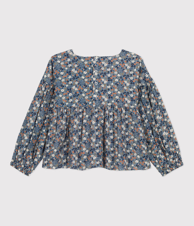 Blouse met print in biokatoenen materiaal voor meisjes blauw/multicouleur