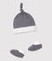 Lot bonnet naissance et chaussons à rayures bébé en coton biologique variante 1