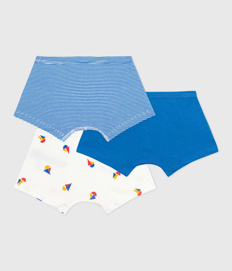 Lot de boxers enfant en coton &agrave; ceinture collet&eacute;e imprim&eacute; bateaux multicouleur