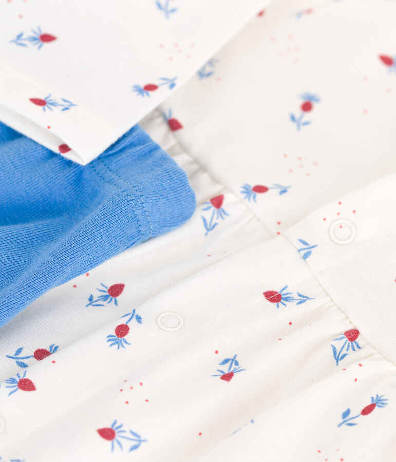Robe b&eacute;b&eacute; et legging en coton blanc/multicouleur