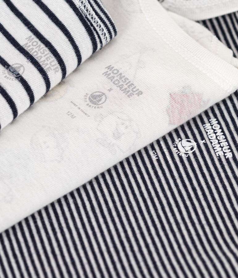 Lot de 3 bodies manches courtes Monsieur Madame en coton b&eacute;b&eacute; variante 1