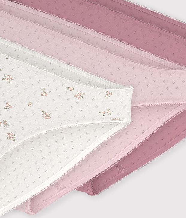 Lot de culottes femme en coton ajour&eacute; &agrave; fleurs multicouleur