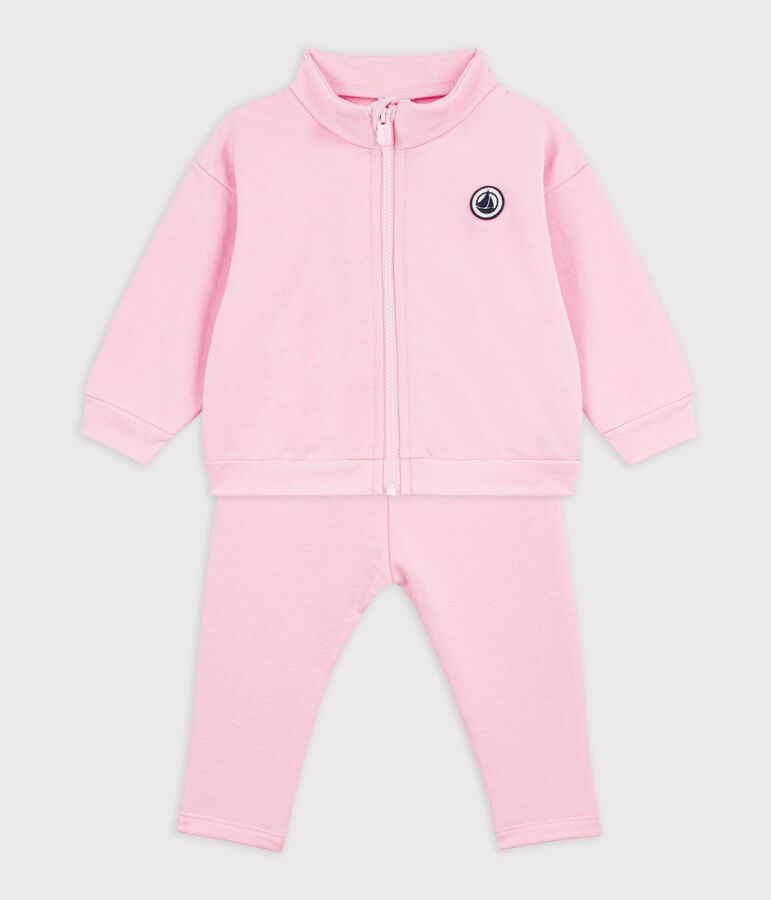 Babysetje - Sweatshirt en broekje in effen katoen roze