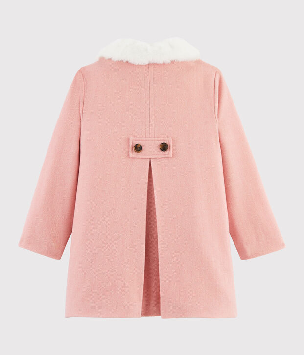 Manteau en drap de laine fille rose