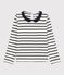 Katoenen meisjes t-shirt met lange mouwen wit MARSHMALLOW/blauw SMOKING