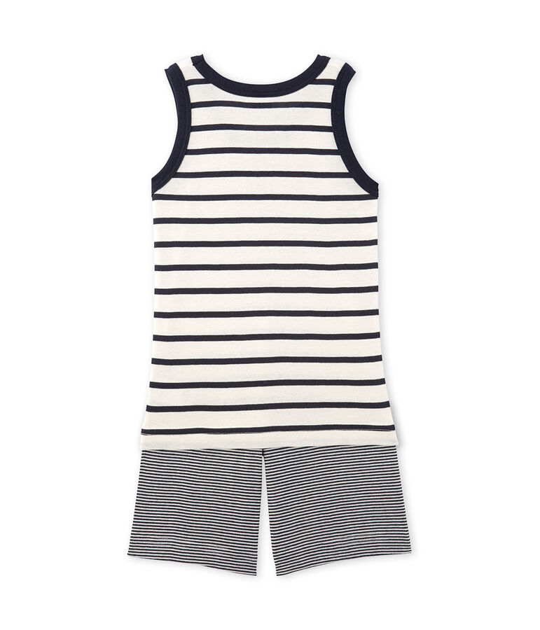 Pyjacourt gar&ccedil;on ray&eacute; wit/blauw