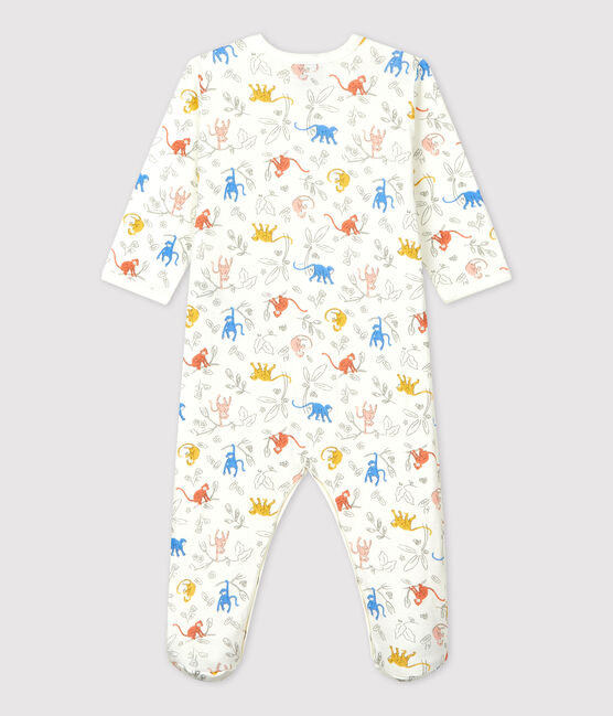 Dors-bien bébé à motif singe en coton biologique blanc MARSHMALLOW/blanc MULTICO