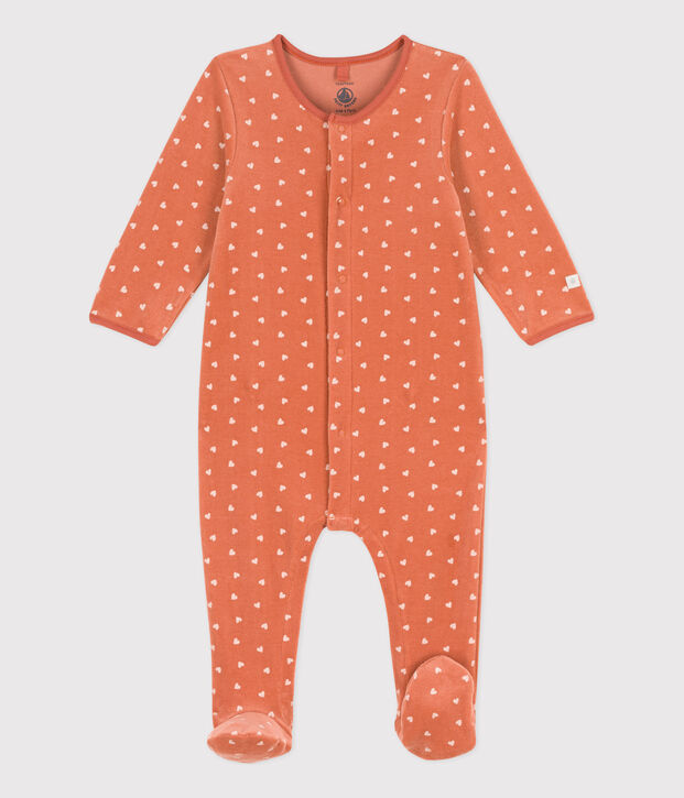 Dors bien imprim&eacute; b&eacute;b&eacute; en velours rose/&eacute;cru