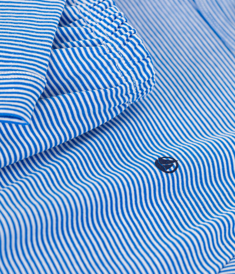 Pyjama en coton ray&eacute; junior bleu/blanc