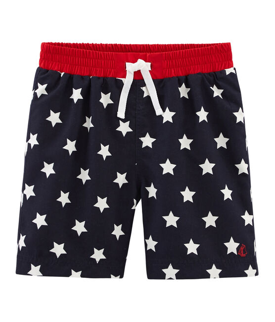 Short de plage enfant garçon bleu SMOKING/blanc MARSHMALLOW