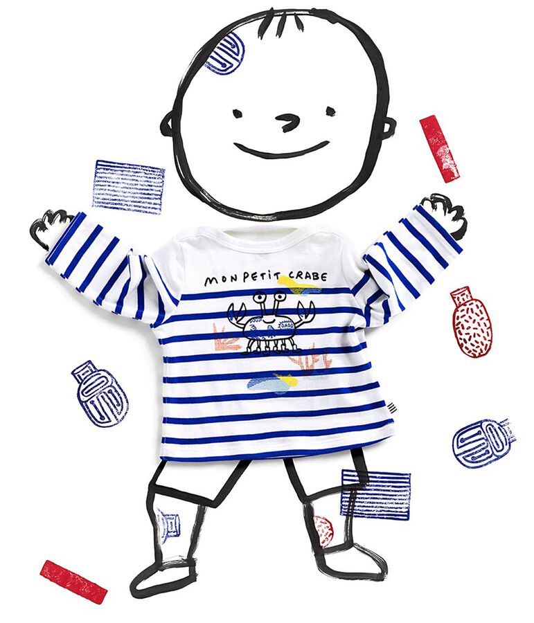 Marini&egrave;re b&eacute;b&eacute; fille/gar&ccedil;on Serge Bloch blanc MARSHMALLOW/bleu PERSE