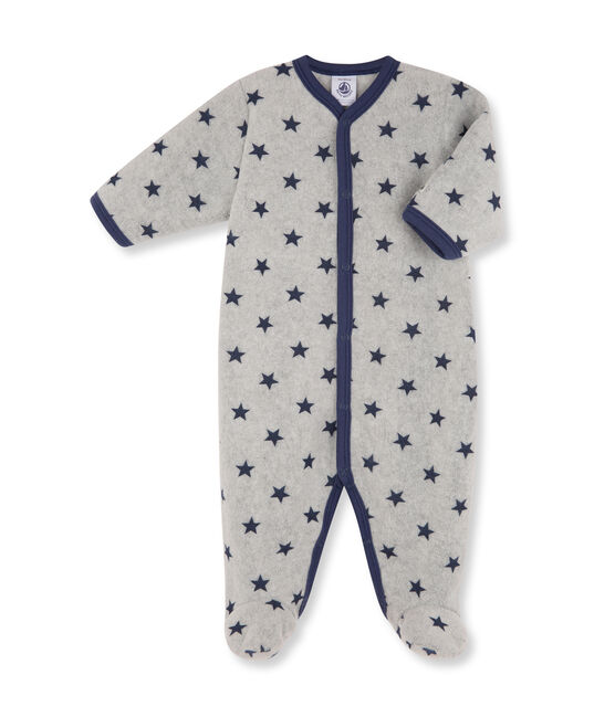Warme fleecepyjama met dessin voor babyjongens grijs SUBWAY/blauw LOGO
