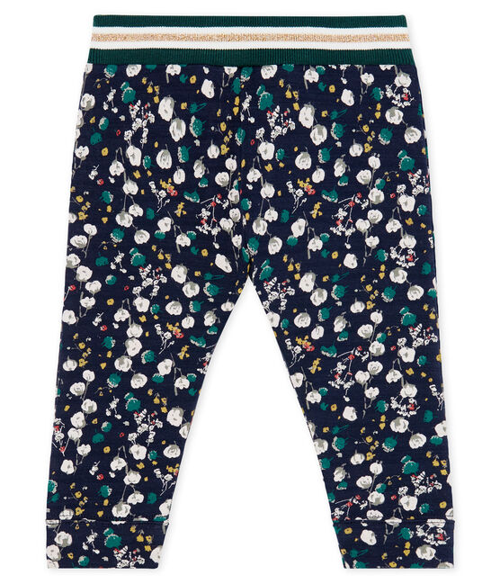 Broek van tubic met print babymeisje blauw SMOKING/wit MULTICO