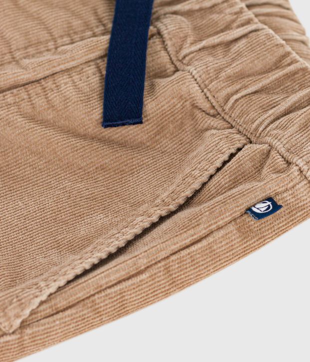 Pantalon droit enfant en velours uni beige