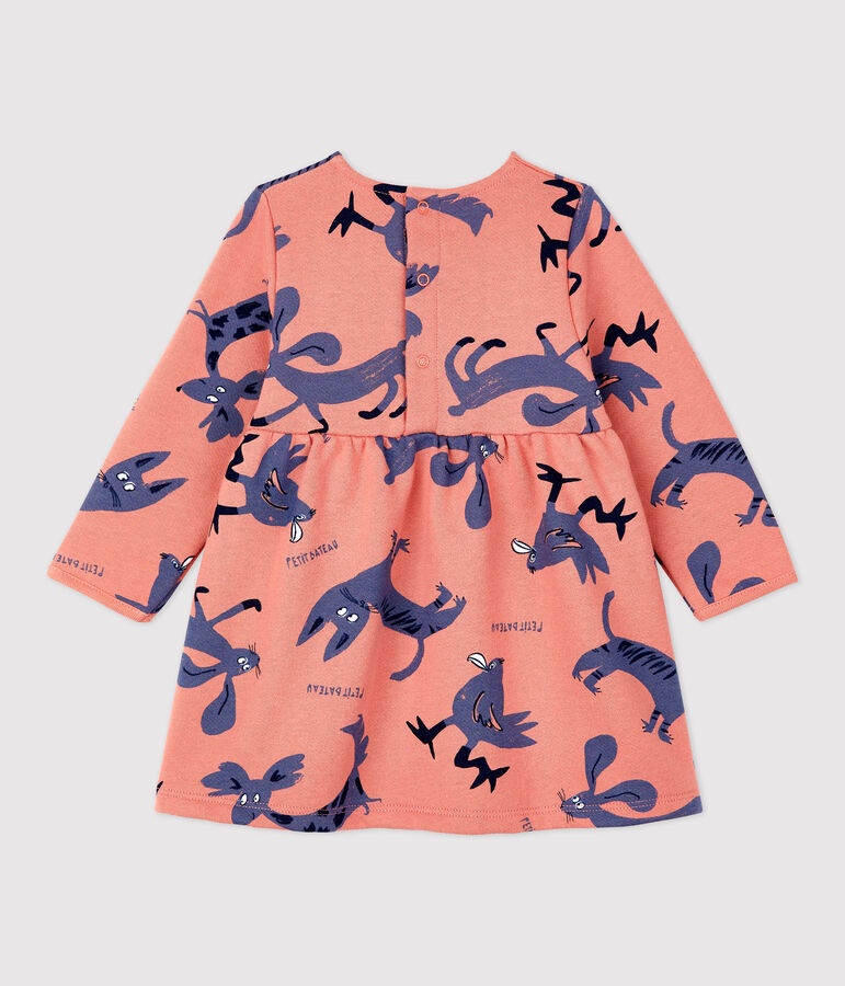 Robe imprim&eacute; animaux en molleton b&eacute;b&eacute; rose PAPAYE/ MULTICO