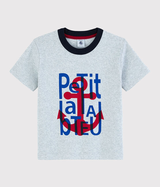 Katoenen T-shirt met korte mouwen voor jongens grijs POUSSIERE CHINE