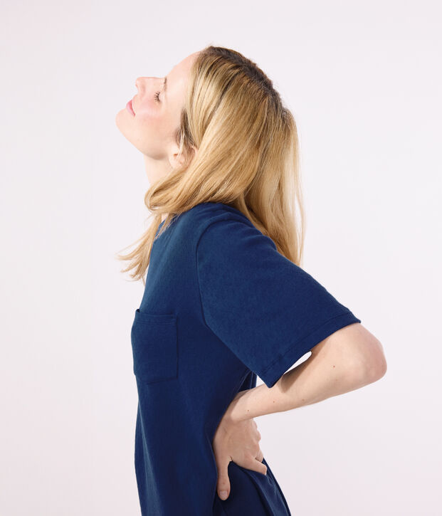 Katoenen damesnachthemd met korte mouw blauw