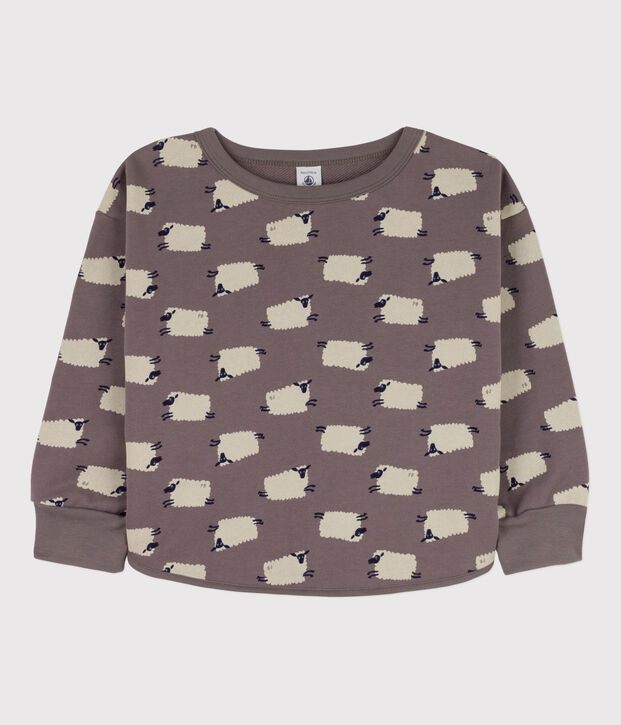 Sweater met print in molton voor meisjes / jongens grijs/multicouleur