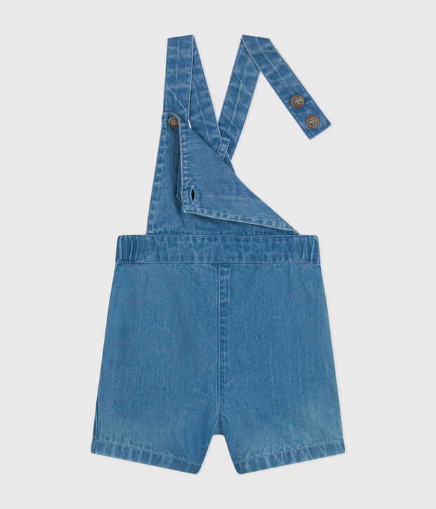 Salopette courte en denim l&eacute;ger b&eacute;b&eacute; bleu