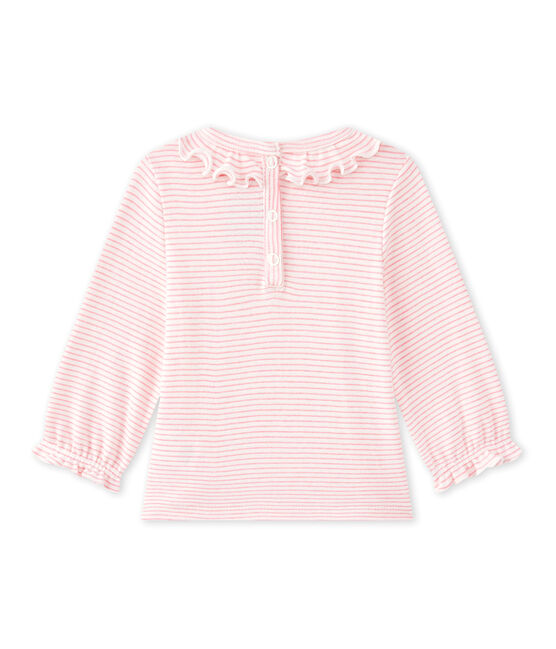 Tee-shirt bébé fille rayé blanc MARSHMALLOW/rose PETAL