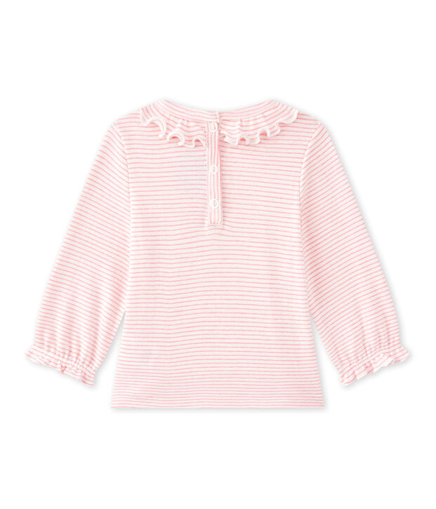Gestreept T-shirt voor babymeisjes wit/roze