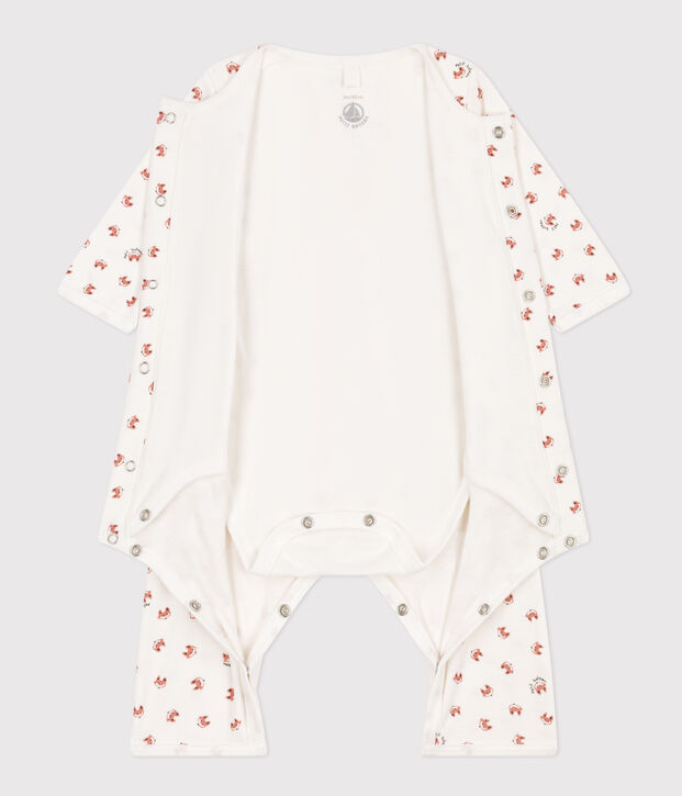 Bodyjama sans pieds b&eacute;b&eacute; en coton blanc/multicouleur