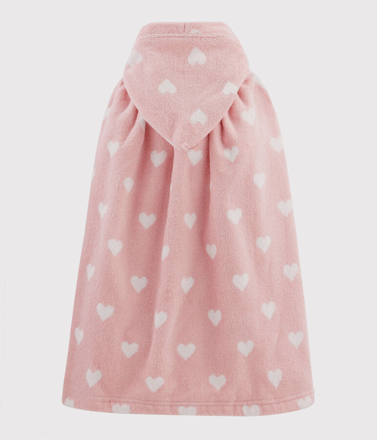 Cape de bain c&oelig;urs b&eacute;b&eacute; en &eacute;ponge rose CHARME/blanc MARSHMALLOW