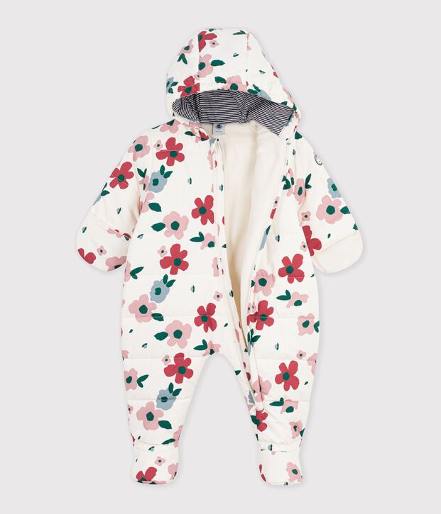Combipilote b&eacute;b&eacute; en polyester imprim&eacute; fleurs &eacute;cru/multicouleur