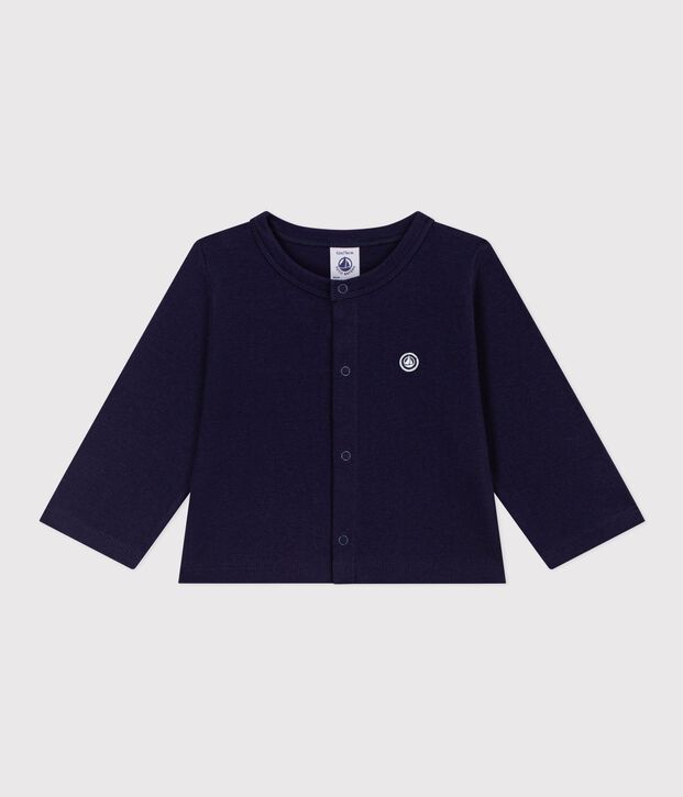 Cardigan b&eacute;b&eacute; en coton uni bleu marine