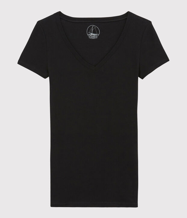 Licht geribd Dames T-shirt zwart