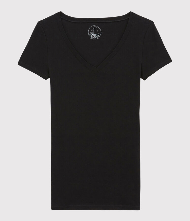 Licht geribd Dames T-shirt zwart NOIR