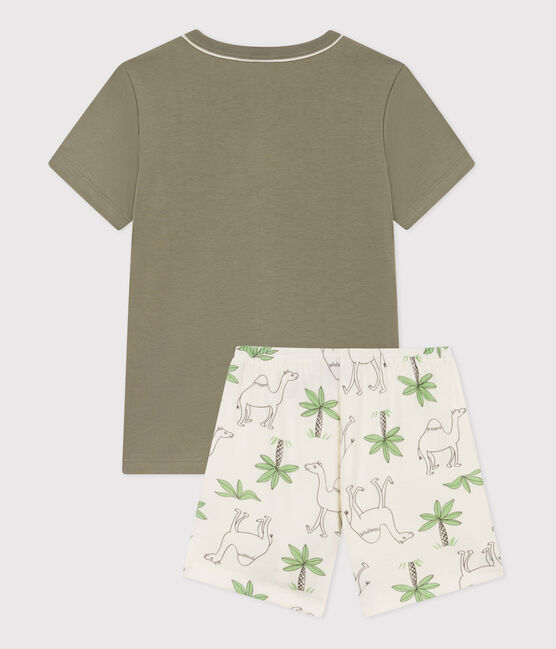 Korte katoenen pyjama met dromedarissen voor jongens MARECAGE/ MARSHMALLOW