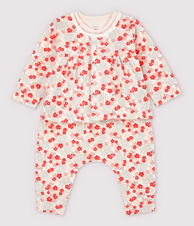 Roze 3-delige babyset van biologisch katoen wit/multicouleur
