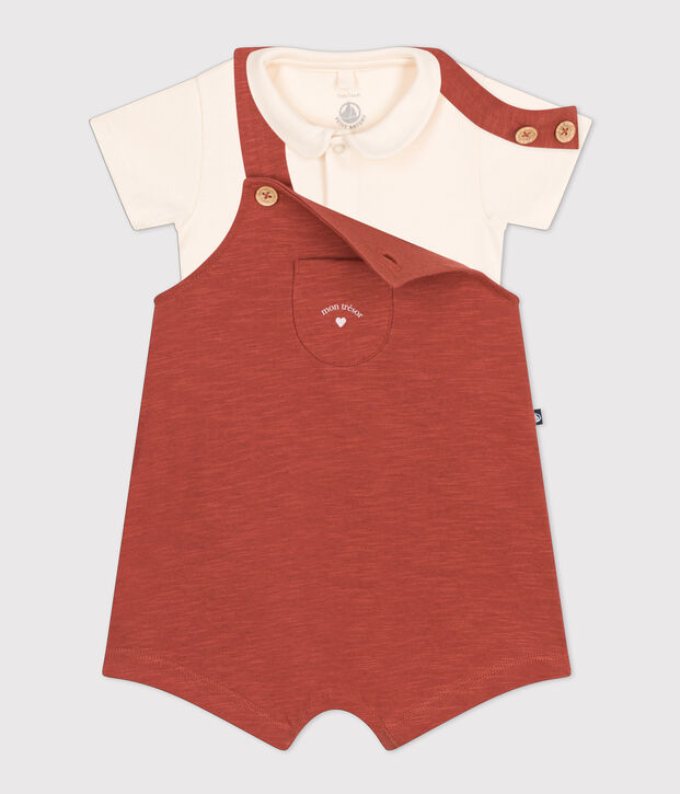 Ensemble salopette en jersey flamm&eacute; b&eacute;b&eacute; marron