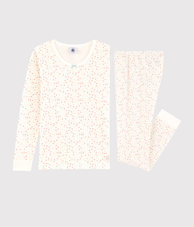 Snugfit meerkleurige pyjama met stippen voor meisjes, van biologisch katoen wit/multicouleur
