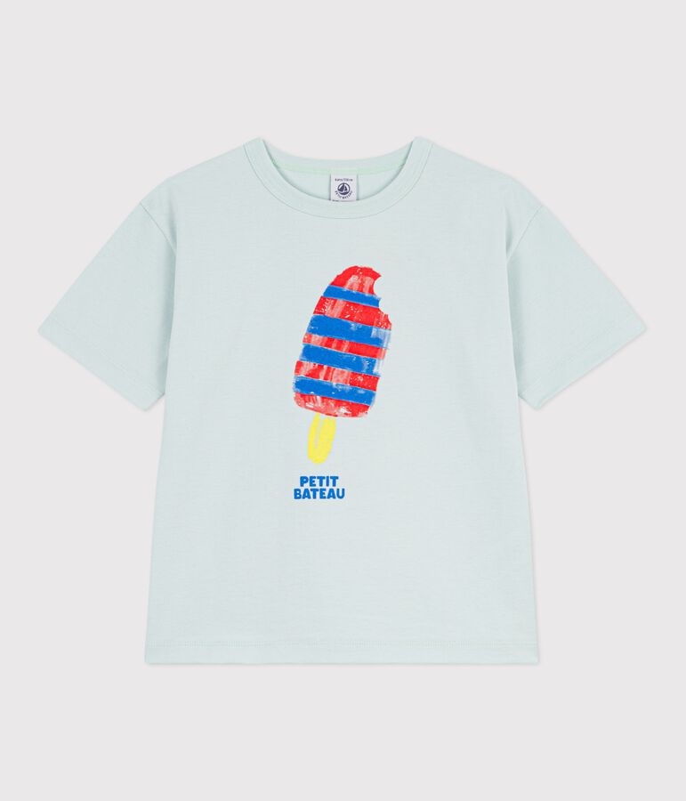 Katoenen T-shirt met korte mouwen voor kinderen blauw