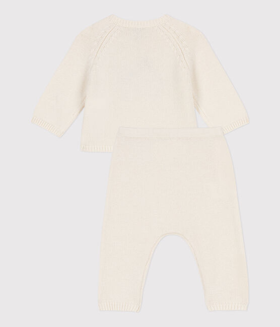 Setje van tricot uit wol en katoen voor baby's wit MARSHMALLOW