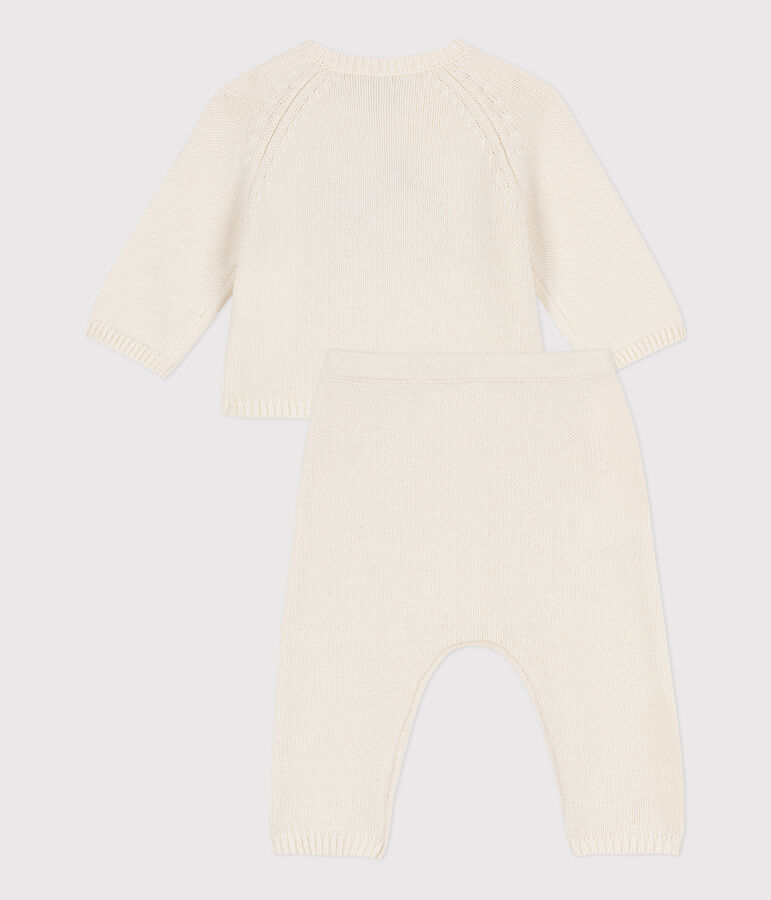 Ensemble en tricot laine et coton b&eacute;b&eacute; blanc