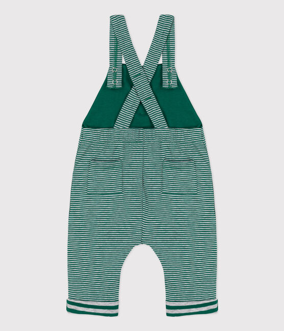 Salopette longue bébé rayée milleraies en tubique EVERGREEN/ FUMEE