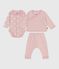 Tweedelige cadeauset voor baby's van met hartjesprint van fluweel roze JOLI