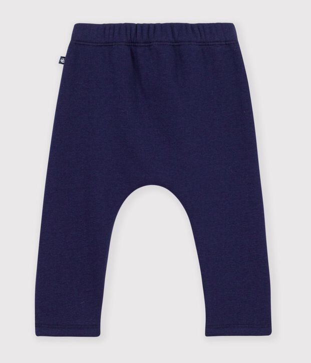 Pantalon b&eacute;b&eacute; en coton uni bleu marine