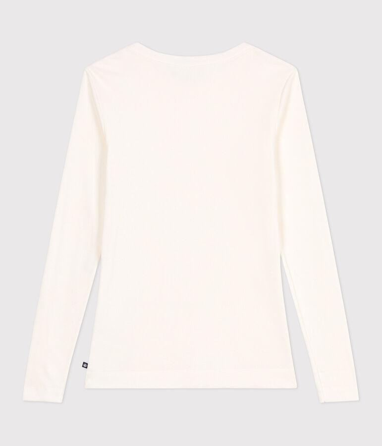 T-shirt met lange mouwen van katoen en wol voor dames - L'Iconique ecru