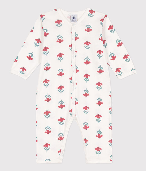 Dors-bien sans pieds fleurs en coton blanc/multicouleur
