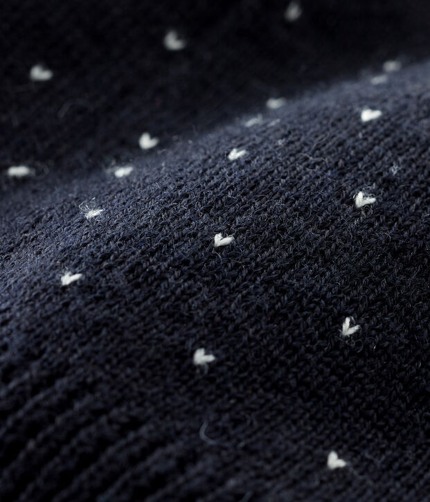 Babymuts met fleece voering blauw/wit