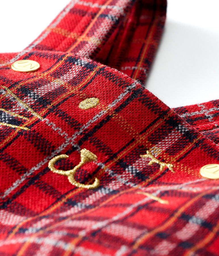 Robe salopette &agrave; carreaux b&eacute;b&eacute; fille rouge TERKUIT/blanc MULTICO CN