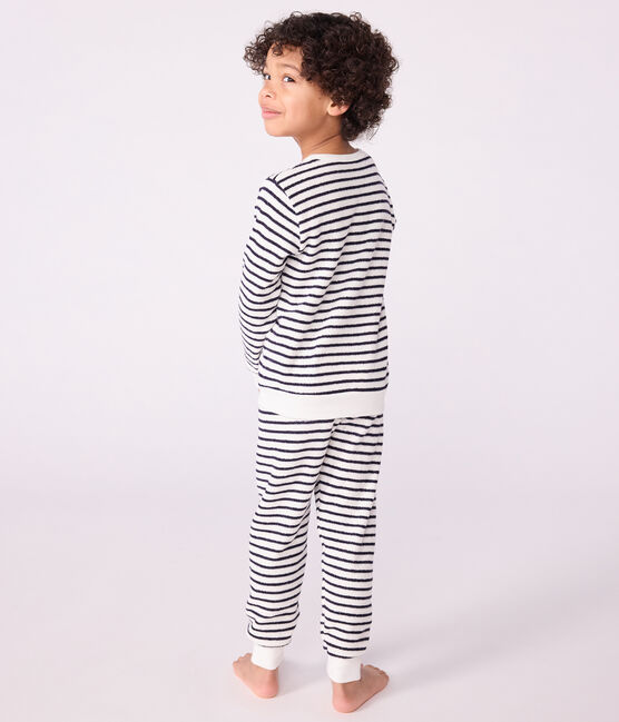Kinderpyjama van katoenen badstof met strepen blauw MILK/ SOIR