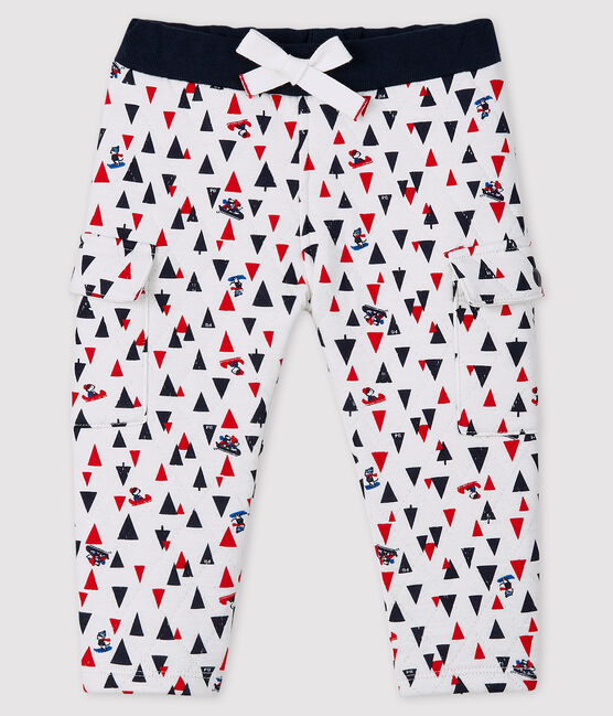 Pantalon bébé garçon en tubique blanc MARSHMALLOW/blanc MULTICO